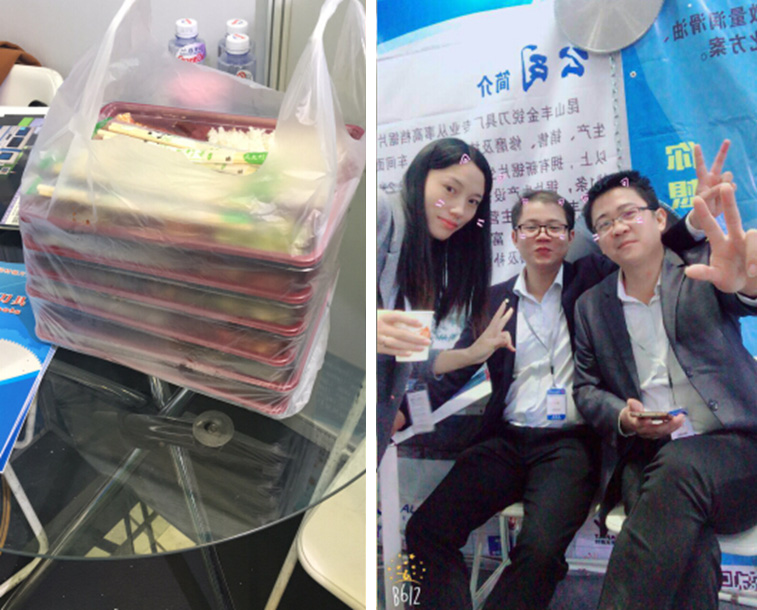 這是參展的鄧氏家人的午餐，順便還有家人出來賣萌!